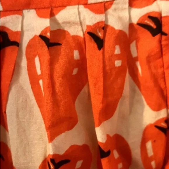 J.crew Sz 6 Jardin red apple pepper artsy mini skirt pleated tiered cottage - Picture 4 of 6